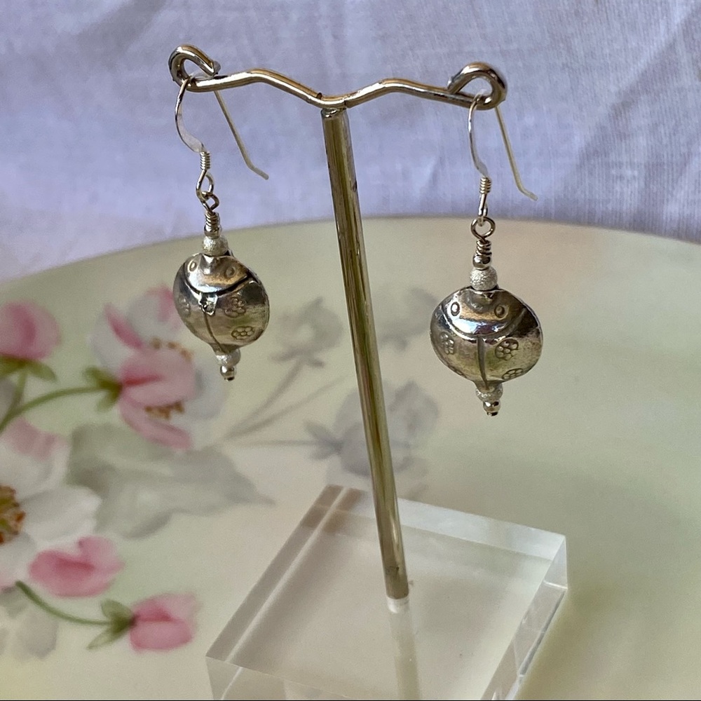 New Sterling Silver Ladybug Drop Earrings